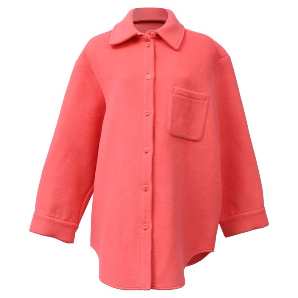 Max & Co Button-Down Overshirt in Coral Wool